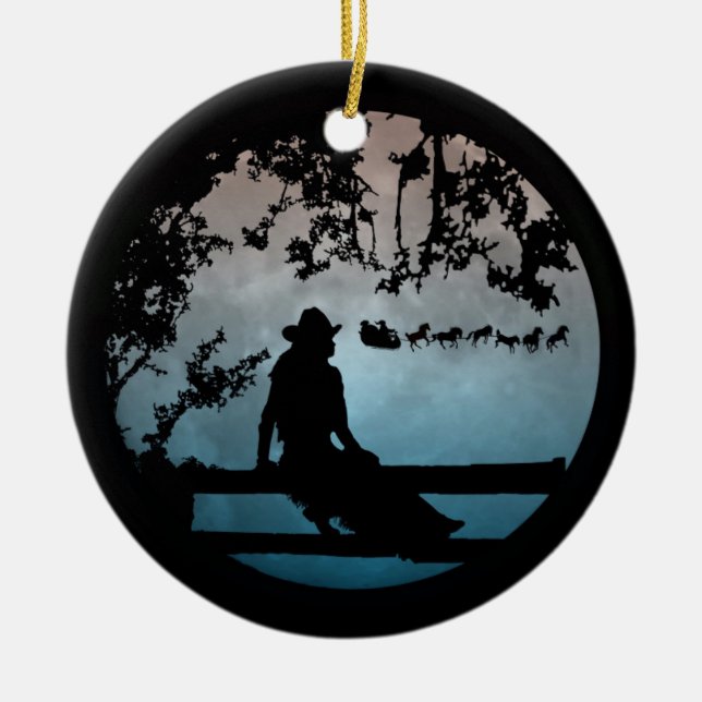 Pays Western Horse Sleigh Xmas Ornement (Devant)