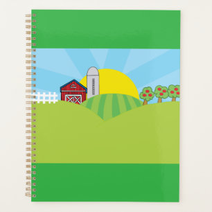 Paysage agricole Grange rouge Silo Pommiers