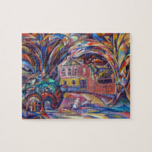 Paysage avec le cadeau difficile de puzzle de goût