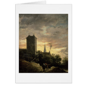 Paysage avec une tour (huile sur la toile)
