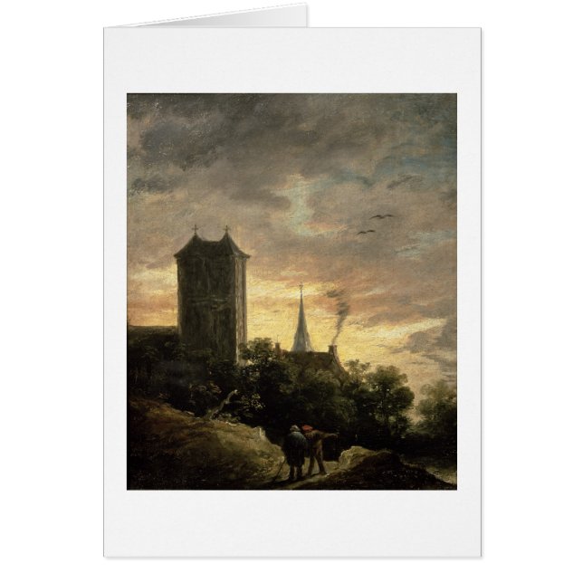 Paysage avec une tour (huile sur la toile) (Devant)