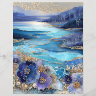 Paysage bleu or Papier pour journal de bricolage s