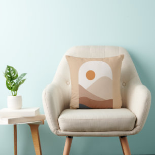 Paysage boho Abstrait, oreiller à lancer beige ter