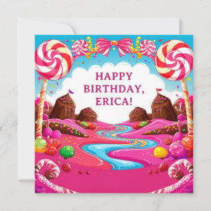 Paysage Candyland Carte d'anniversaire Scène 🍭