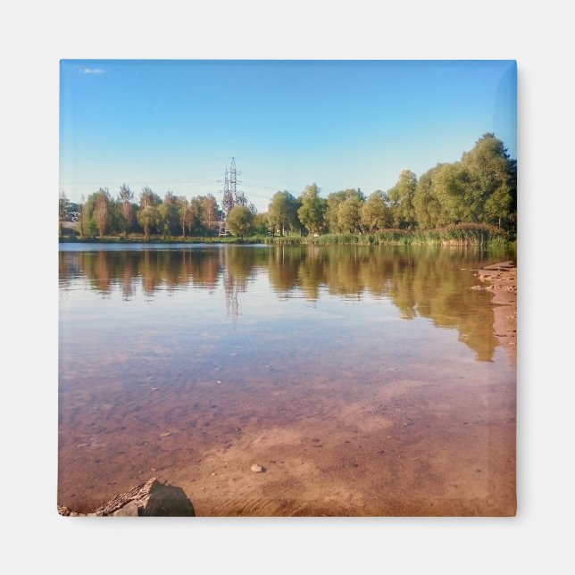 Paysage de campagne d'été Magnet carré (Devant)
