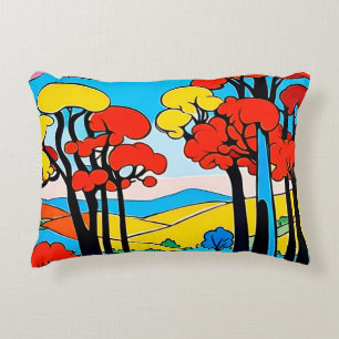 Paysage de design original coloré coussin
