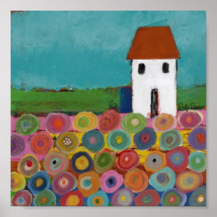 Paysage de fleurs vives Impression