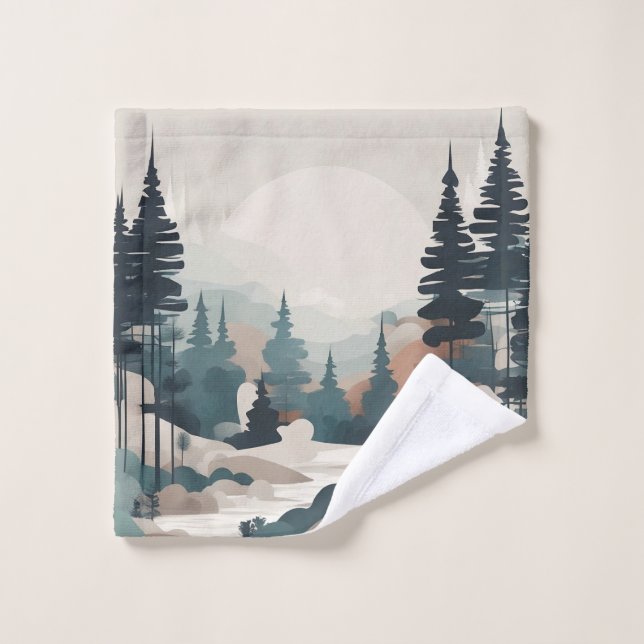 Paysage de la forêt de Boho (Gant de toilette)