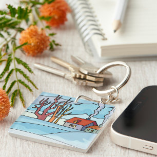 Paysage de maison d'hiver