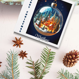 Paysage de Noël dramatique dans une étiquette de c