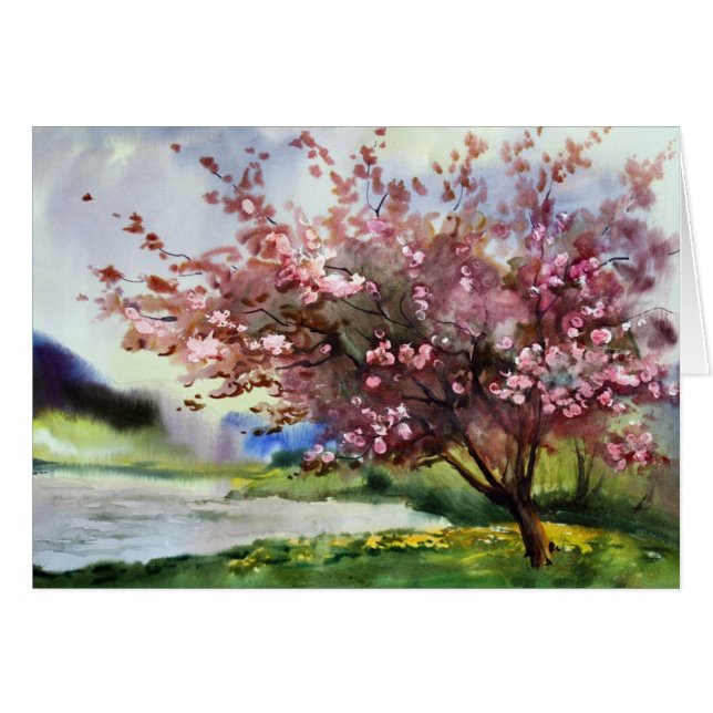 Paysage de peinture aquarelle (Devant horizontal)