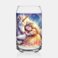 Paysage de rêve de licorne de fille endormie
