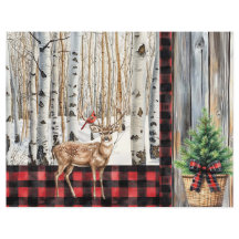 Paysage de vacances d'hiver Cardinal et papier cer