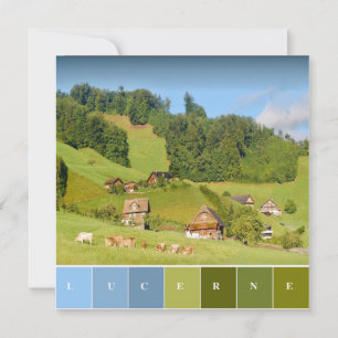 Paysage d'été en Suisse carte à plat