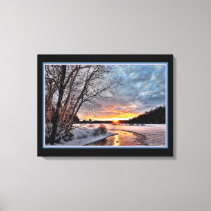 Paysage d'hiver le soir Impression sur toile