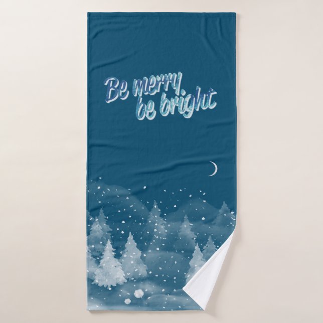 Paysage d'hiver Vacances bleu neige (Serviette de bain)