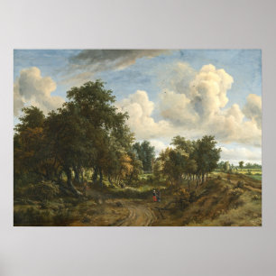 Paysage en bois, Meindert Hobbema Poster d'art