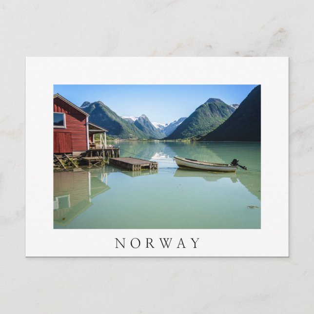Paysage fjord en Norvège carte postale texte blanc (Devant)