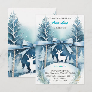 Paysage hivernal Cerf Anniversaire Invitation