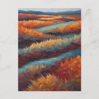 Paysage impressionniste aux couleurs d'automne postcard