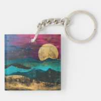 Paysage lunaire de fantaisie abstrait en acrylique