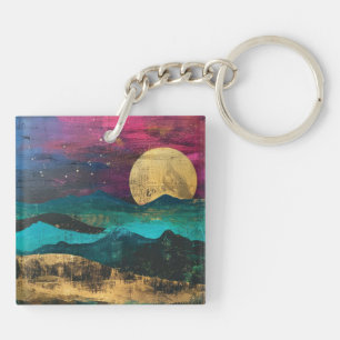 Paysage lunaire de fantaisie abstrait en acrylique