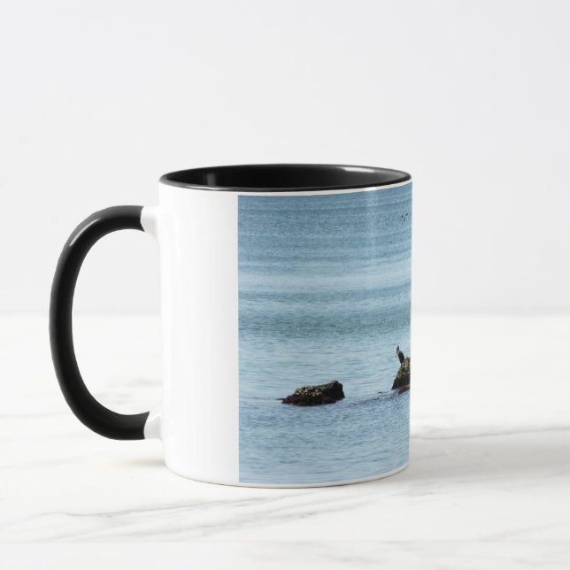 Paysage marin avec des oiseaux Photo Mug (Gauche)