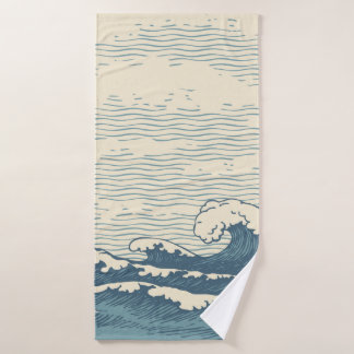 Paysage maritime vintage dessiné à la main dans un