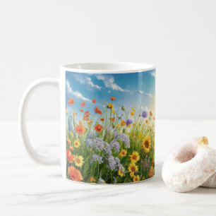 Paysage naturel des tournesols et du ciel bleu Mug