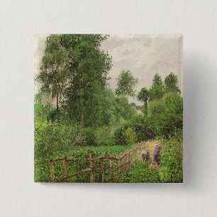Paysage, temps gris a Eragny 2 Inch Square Button
