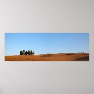 Paysage toscan avec affiche panoramique cyprès