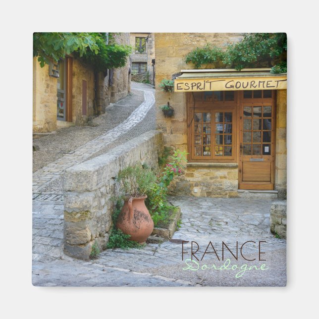 Paysage urbain en Dordogne, France, aimant texte (Devant)