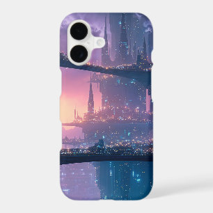 Paysage urbain futuriste au crépuscule