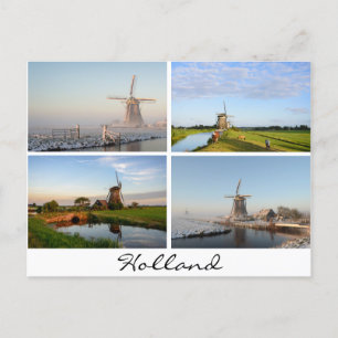 Paysages avec moulins à vent en Hollande carte pos