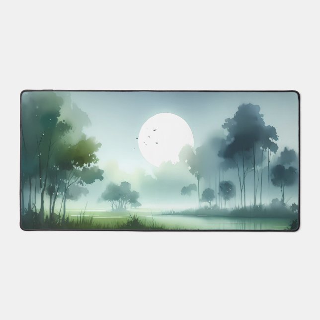 Paysages vert aquarelle sous le soleil de minuit (Recto)