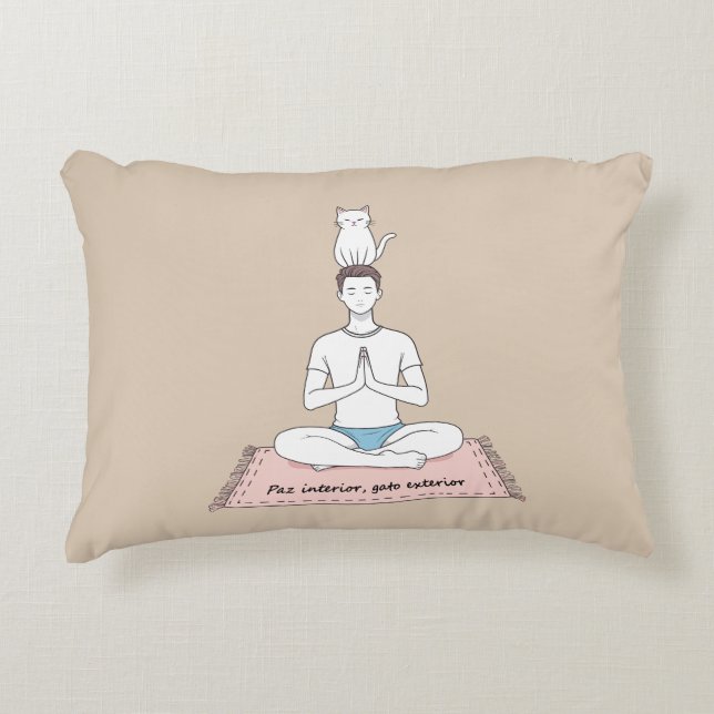 Paz Interior, Gato Exterior Accent Pillow (Front)