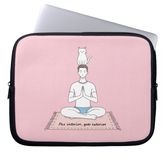 Paz Interior, Gato Exterior Laptop Sleeve (Front)