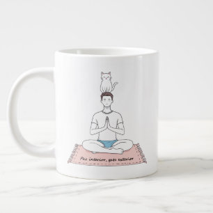 Paz Interior, Gato Exterior Large Coffee Mug