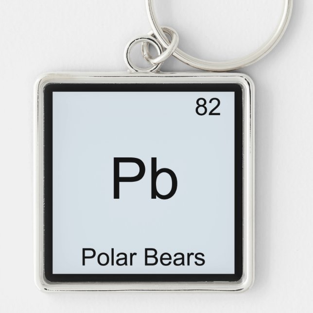 Pb - Polar Bears Funny Chemistry Element Symbol Keychain (Front)