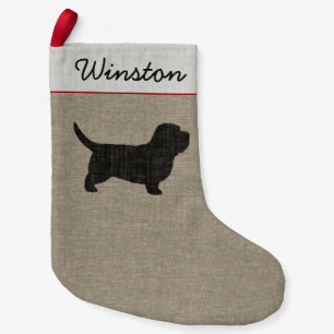 PBGV Dog Silhouette Personalized Holiday Small Christmas Stocking