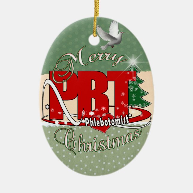 PBT CHRISTMAS PHLEBOTOMIST LABORATORY CERAMIC ORNAMENT (Front)