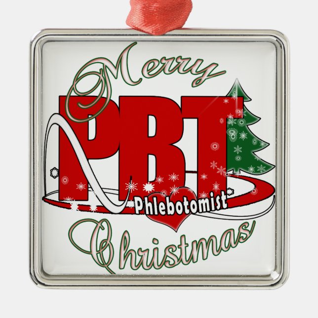 PBT CHRISTMAS PHLEBOTOMIST LABORATORY METAL ORNAMENT (Front)