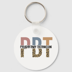PBT Phlebotomy Technician Leopard Print Keychain