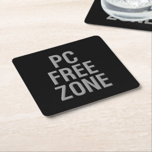 PC Free Zone black paper coasters