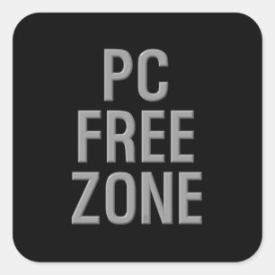 PC Free Zone carré noir autocollant