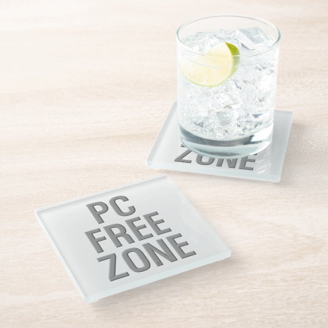 PC Free Zone clear glass coaster (Angled)