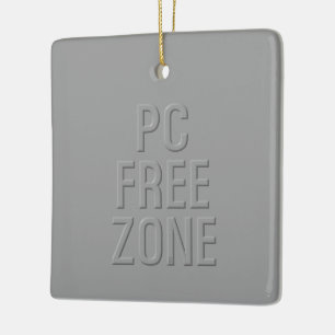 PC Free Zone grey ceramic square ornament
