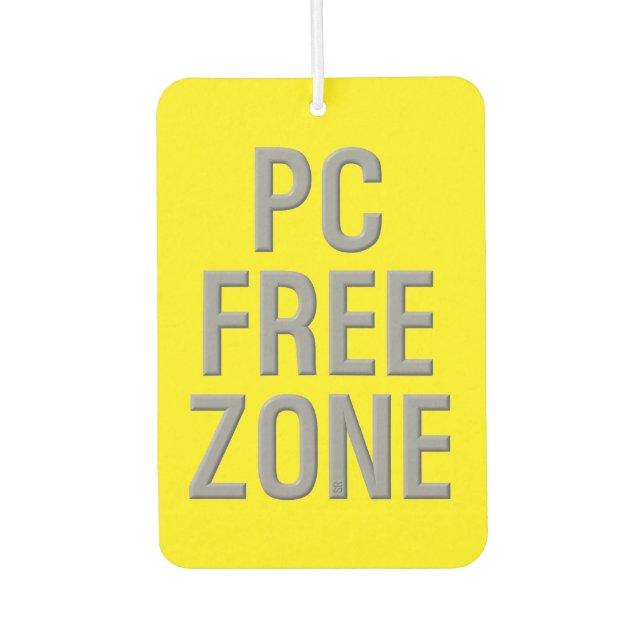 PC Free Zone yellow car air freshener (Front)
