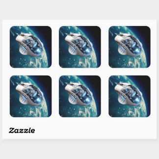 PC Mouse–Spacecraft: Click on Earth Orbit. Square Sticker