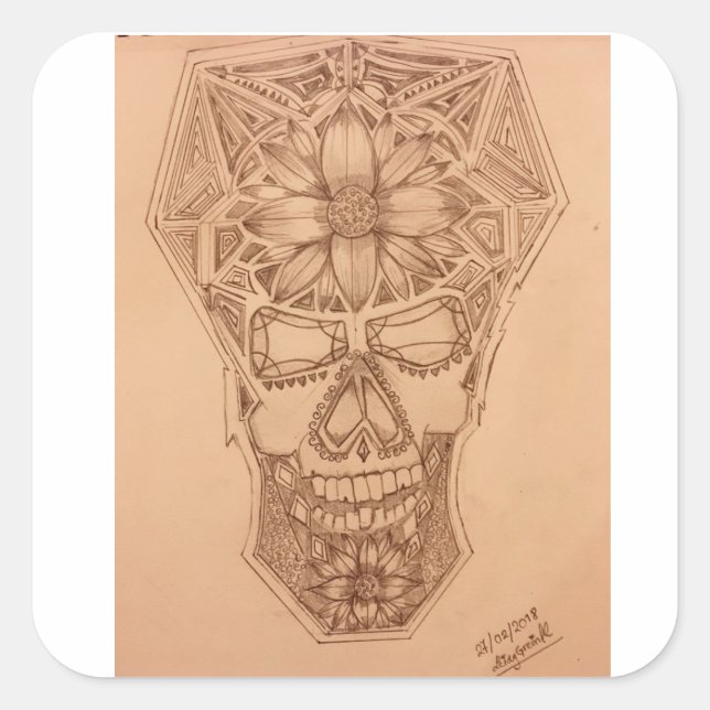 PC-SKuLL Square Sticker (Front)